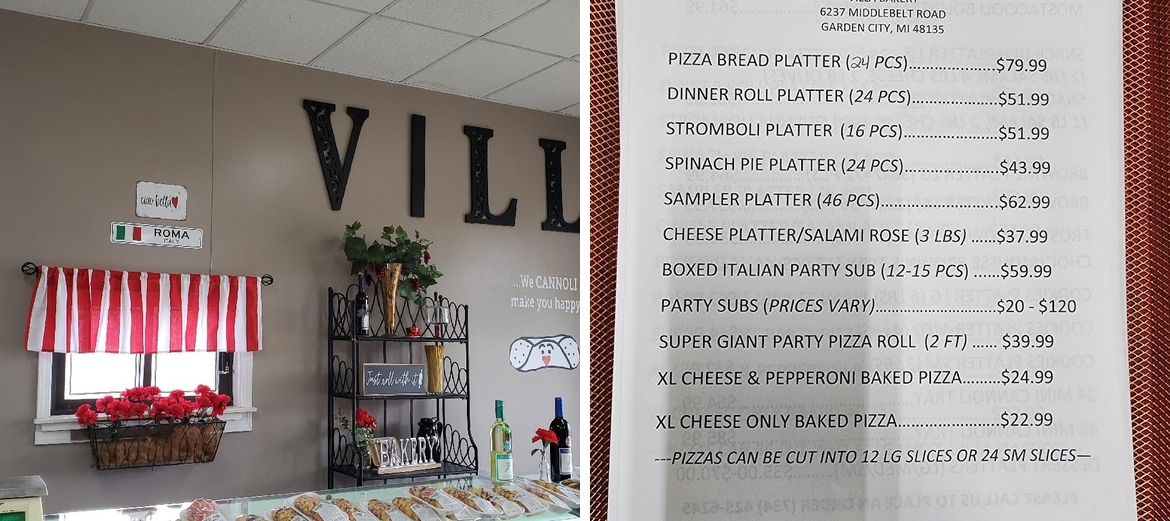 Villa Bakery Menu